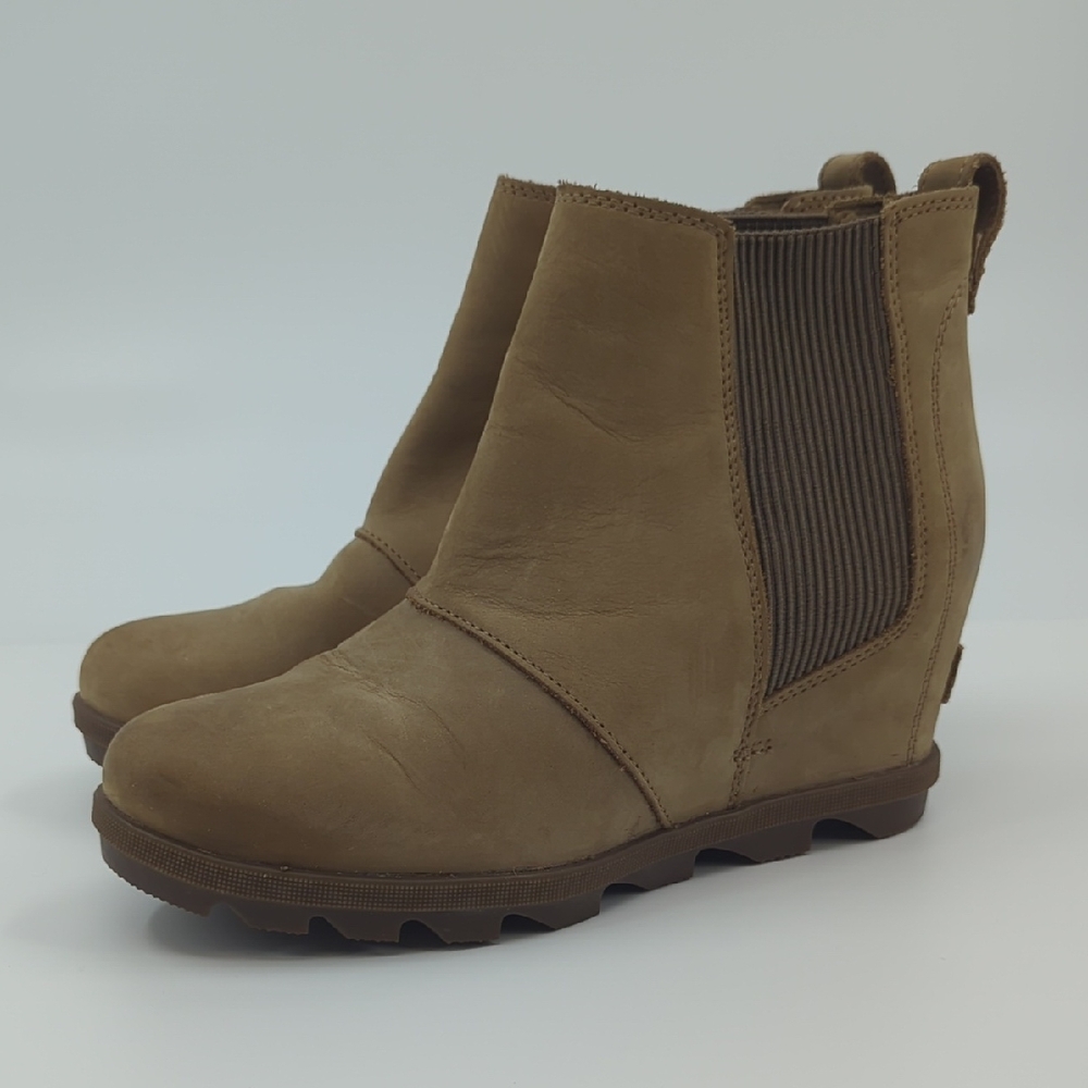 SOREL Joan of Arctic Wedge II Chelsea Bootie Ash Brown Waterproof Sz 9.5 - Picture 1 of 10